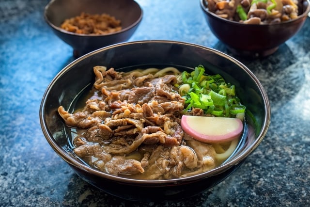 Udon with Iga Beef - premium marbled beef with local ingredients